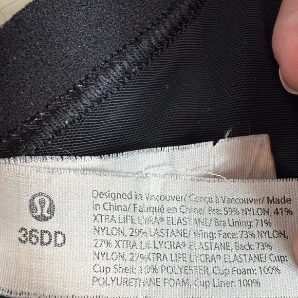 Lululemon Run Times Bra *High Support in Black W1690 Sz 36 DD - Picture 10 of 11